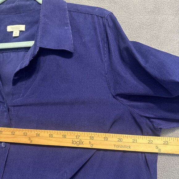 Talbots Corduroy Button Up Shirt Plus Size 1x Eggplant Purple Lightweight - Picture 6 of 7